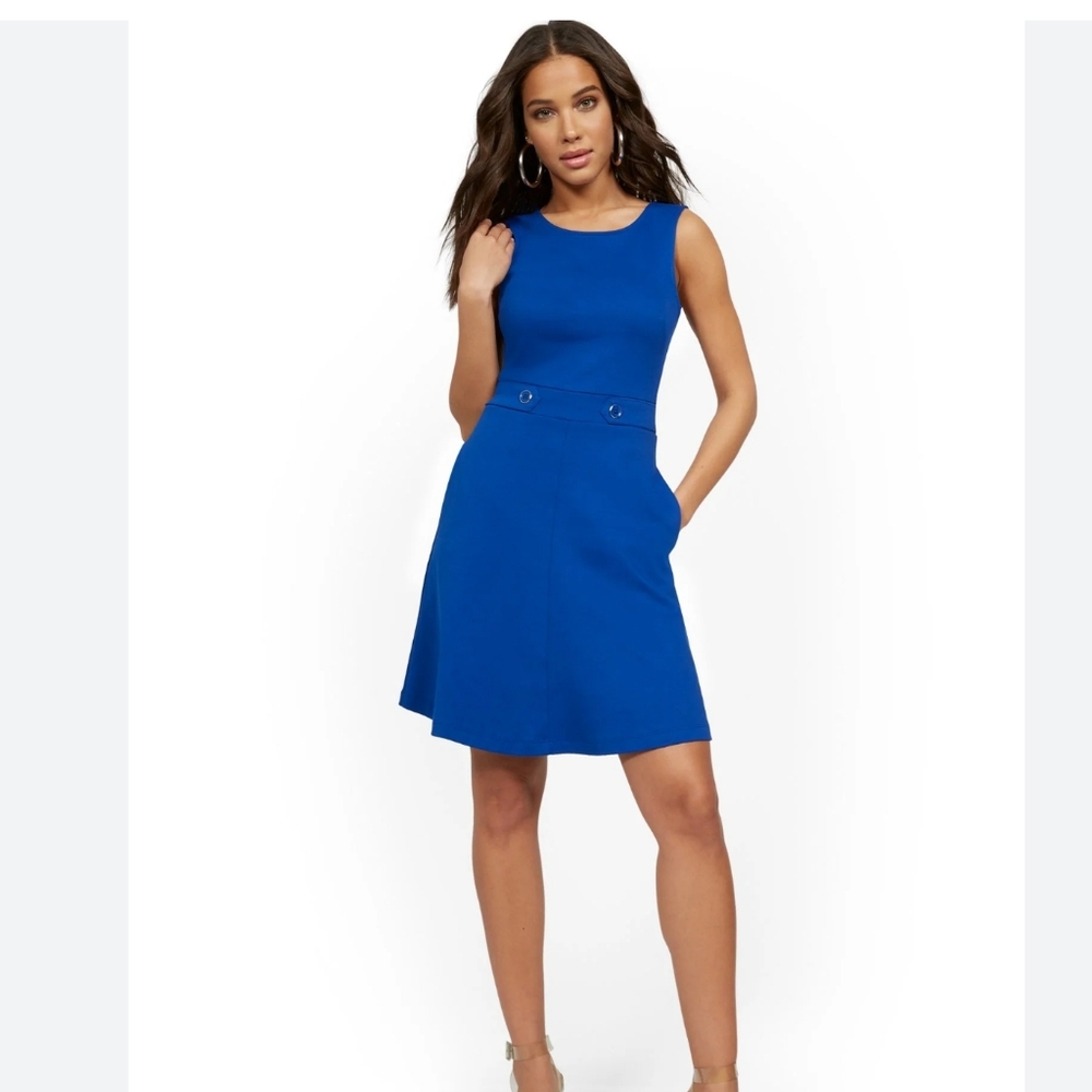 NY&Co Two Button Fit And Flare Dress With Pockets,  XXL Tall